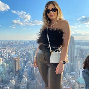 Misguided black feather top